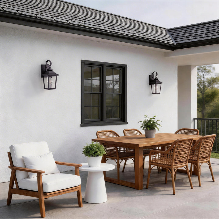 Solstice Iron Black ETL Tempered Glass Outdoor Wall Light with Dusk to Dawn #OW7124