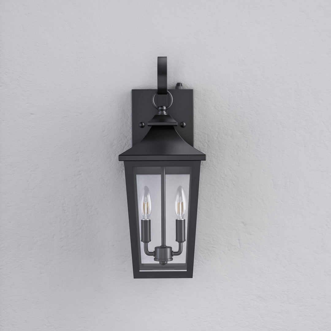Solstice Iron Black ETL Tempered Glass Outdoor Wall Light with Dusk to Dawn #OW7124