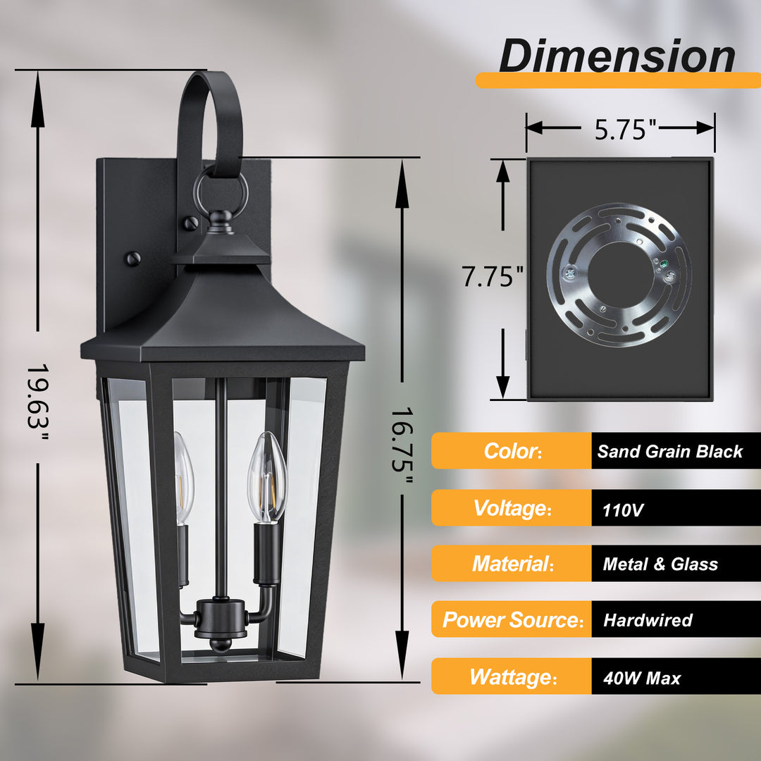 Solstice Iron Black ETL Tempered Glass Outdoor Wall Light with Dusk to Dawn #OW7124
