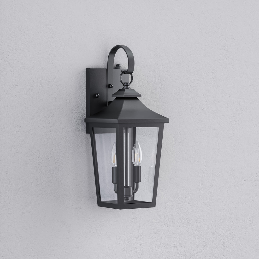 Solstice Iron Black ETL Tempered Glass Outdoor Wall Light with Dusk to Dawn #OW7124