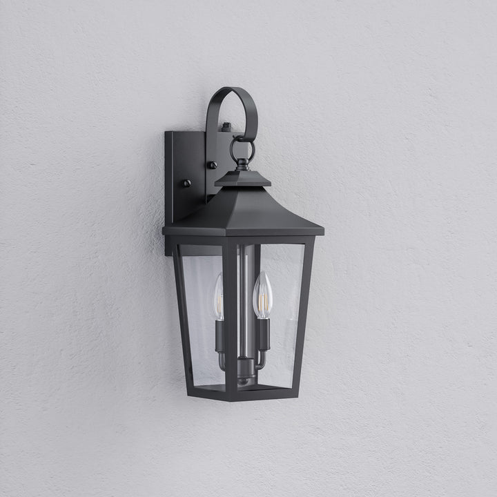 Solstice Iron Black ETL Tempered Glass Outdoor Wall Light with Dusk to Dawn #OW7124