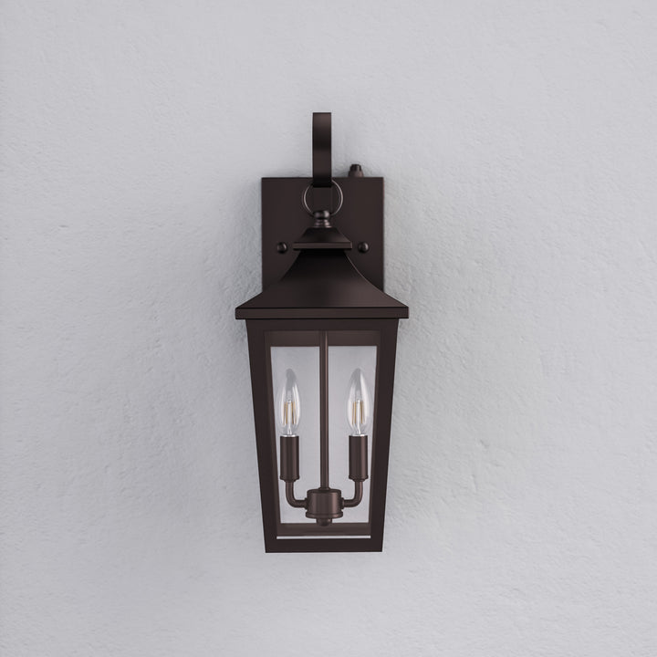 Solstice Iron Black ETL Tempered Glass Outdoor Wall Light with Dusk to Dawn #OW7124