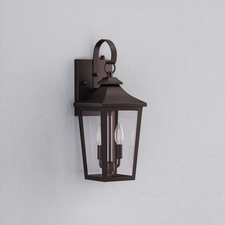 Solstice Iron Black ETL Tempered Glass Outdoor Wall Light with Dusk to Dawn #OW7124