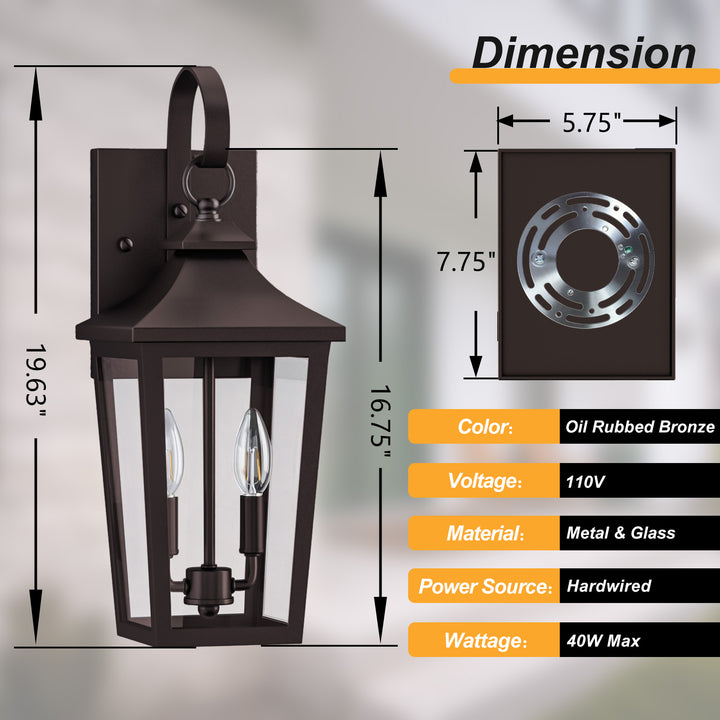 Solstice Iron Black ETL Tempered Glass Outdoor Wall Light with Dusk to Dawn #OW7124