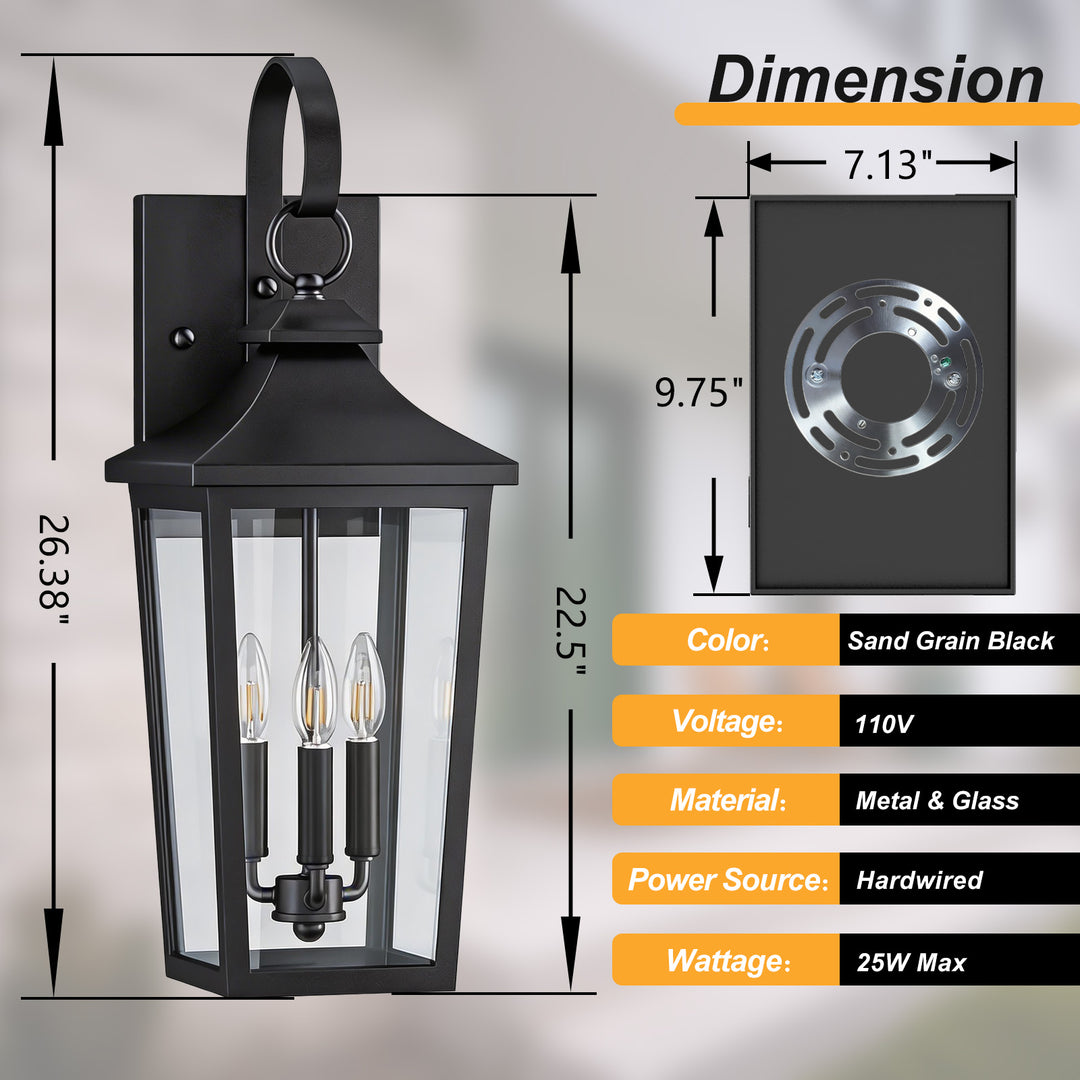 Solstice Iron Black ETL Tempered Glass Outdoor Wall Light with Dusk to Dawn #OW7124
