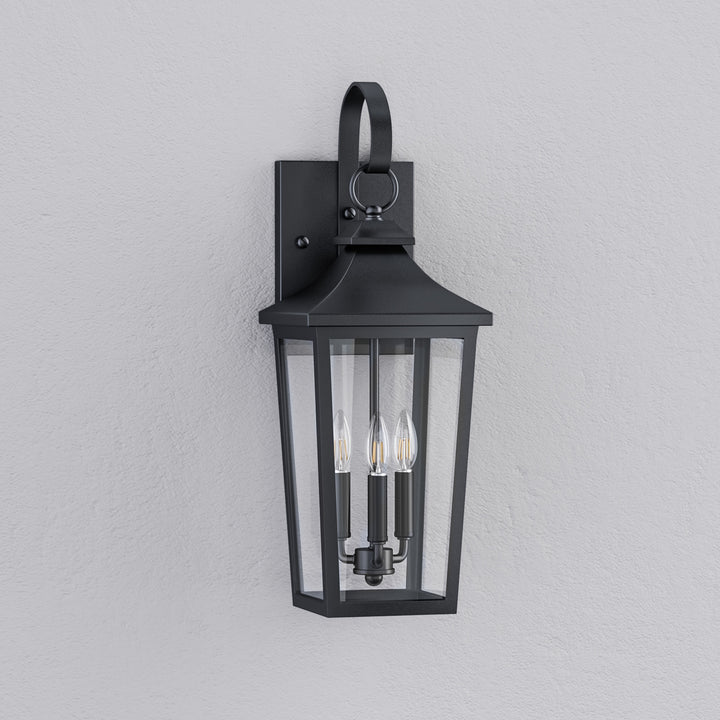 Solstice Iron Black ETL Tempered Glass Outdoor Wall Light with Dusk to Dawn #OW7124