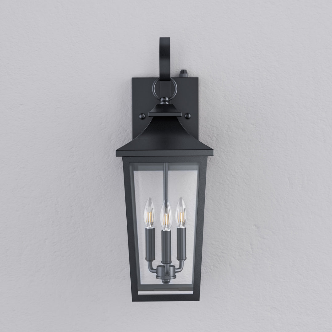 Solstice Iron Black ETL Tempered Glass Outdoor Wall Light with Dusk to Dawn #OW7124