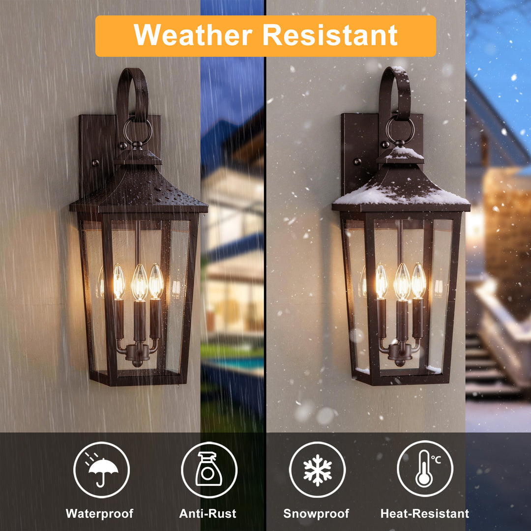 Solstice Iron Black ETL Tempered Glass Outdoor Wall Light with Dusk to Dawn #OW7124