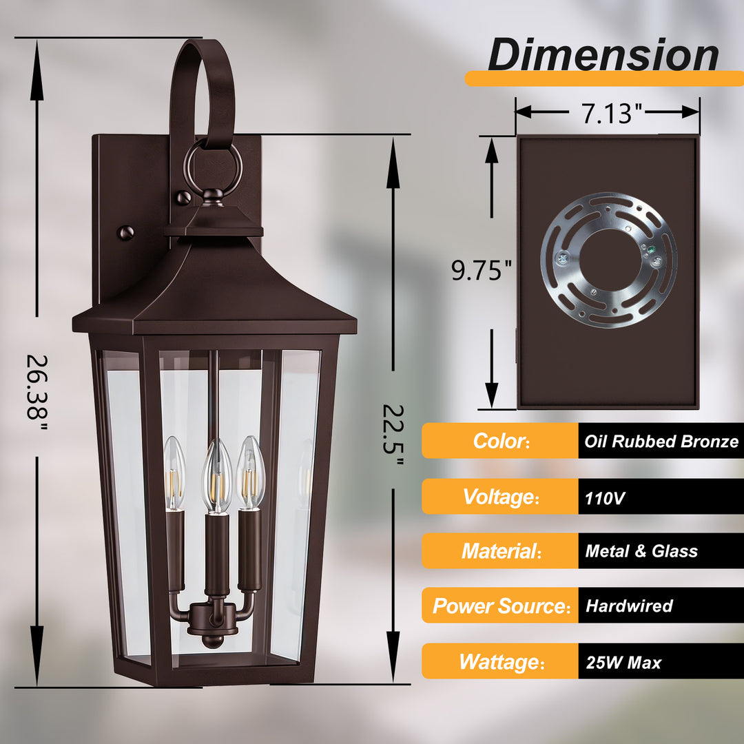 Solstice Iron Black ETL Tempered Glass Outdoor Wall Light with Dusk to Dawn #OW7124