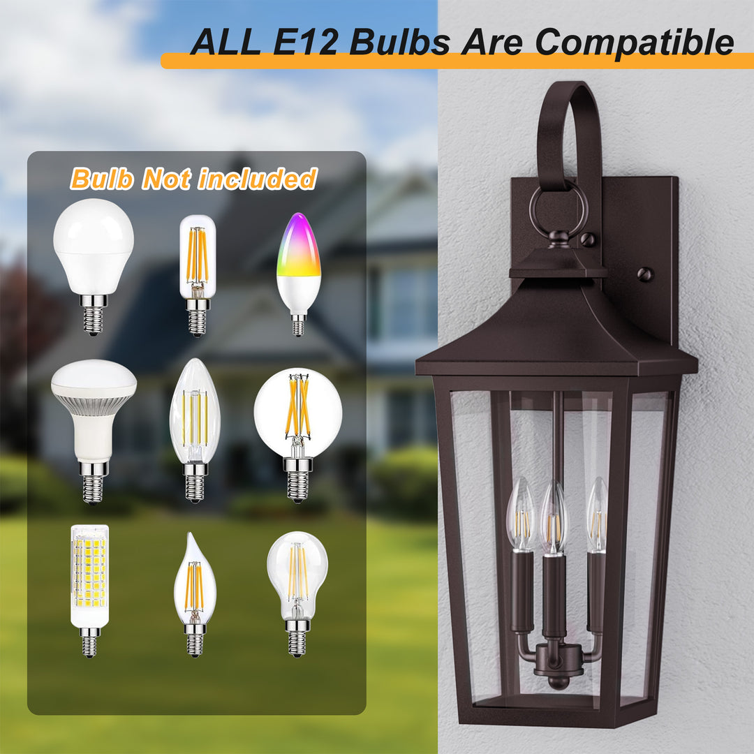 Solstice Iron Black ETL Tempered Glass Outdoor Wall Light with Dusk to Dawn #OW7124