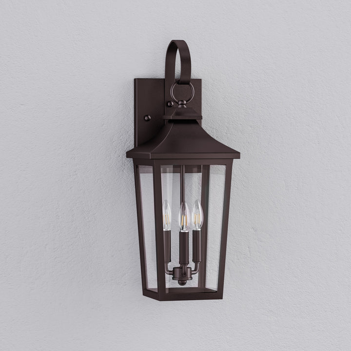 Solstice Iron Black ETL Tempered Glass Outdoor Wall Light with Dusk to Dawn #OW7124