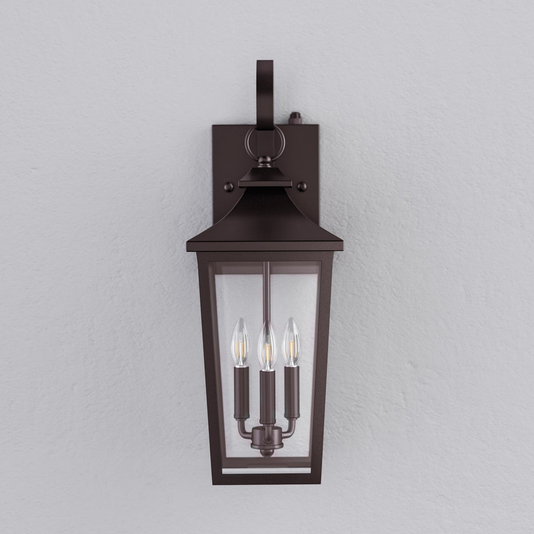 Solstice Iron Black ETL Tempered Glass Outdoor Wall Light with Dusk to Dawn #OW7124