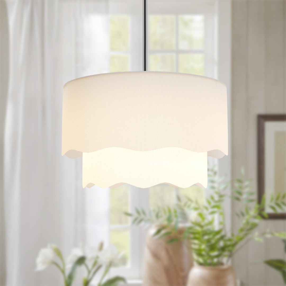 Twilight 3-Light Brass & White Modern Farmhouse Chandelier Light With Adjustable Height For Dining Room #39002