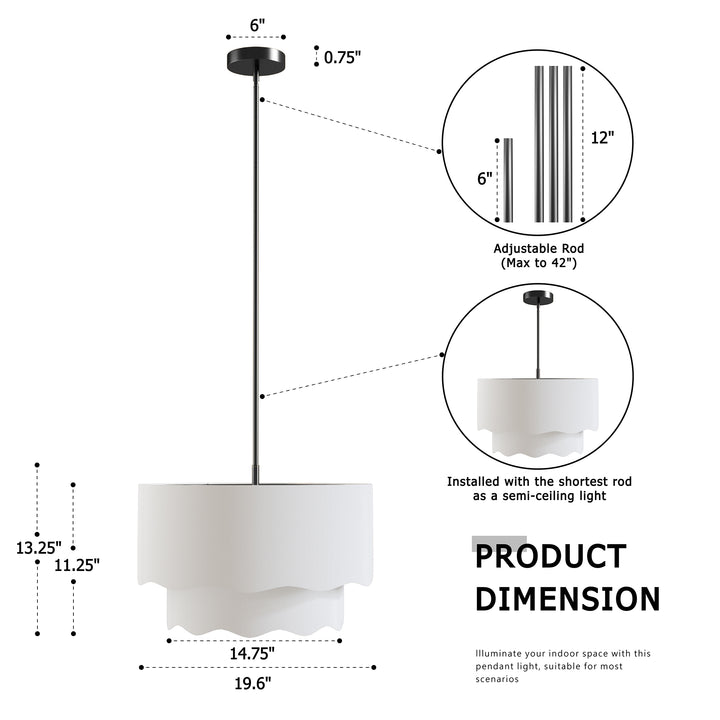 Twilight 3-Light Brass & White Modern Farmhouse Chandelier Light With Adjustable Height For Dining Room #39002
