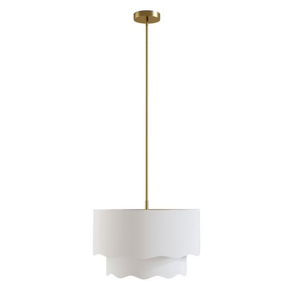 Twilight 3-Light Brass & White Modern Farmhouse Chandelier Light With Adjustable Height For Dining Room #39002