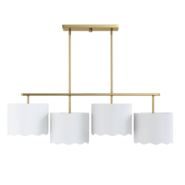 Twilight 4-Light Brushed Brass & White Modern Linear Pendant Light #P39003