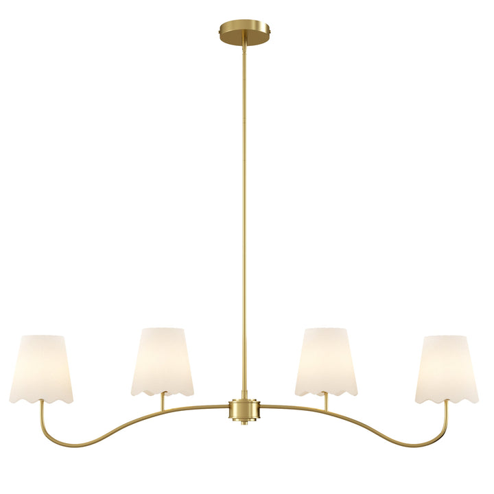 Twilight 4 - Light Electroplated Brass Iron & White Linen Shade Modern Kitchen Island Fixture Pendant Light #P39004