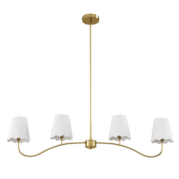 Twilight 4 - Light Electroplated Brass Iron & White Linen Shade Modern Kitchen Island Fixture Pendant Light #P39004
