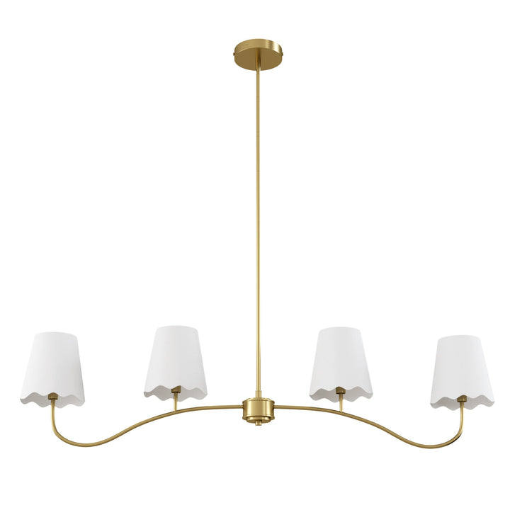 Twilight 4 - Light Electroplated Brass Iron & White Linen Shade Modern Kitchen Island Fixture Pendant Light #P39004
