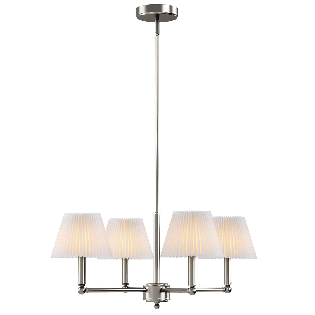 Glow 4-light Mid-century Modern Adjustable Sloped Chandelier With Iron Frame And White Linen Shades For Dining Room #39008