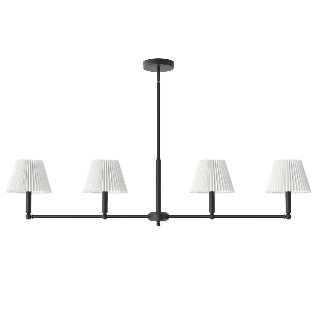 Twilight 4-light Adjustable Sloped Pendant - Mid-century Modern Linear Iron Frame With White Linen Shades For Dining Room #39009