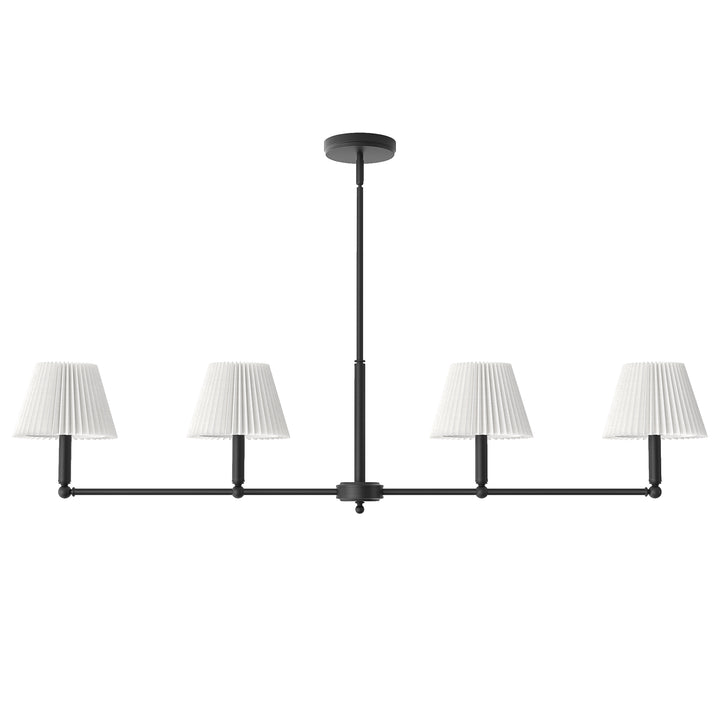 Twilight 4-light Adjustable Sloped Pendant - Mid-century Modern Linear Iron Frame With White Linen Shades For Dining Room #39009