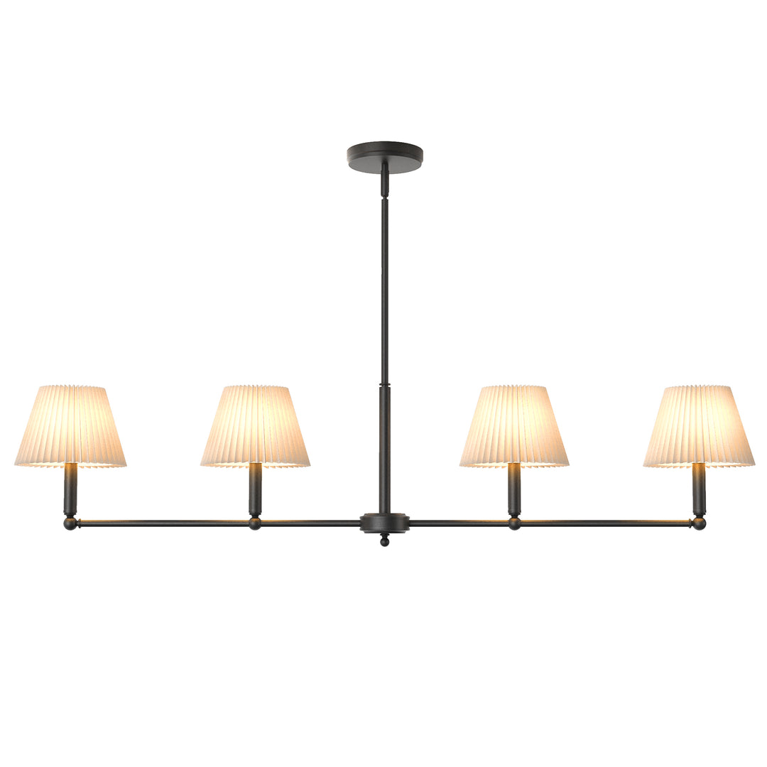 Twilight 4-light Adjustable Sloped Pendant - Mid-century Modern Linear Iron Frame With White Linen Shades For Dining Room #39009