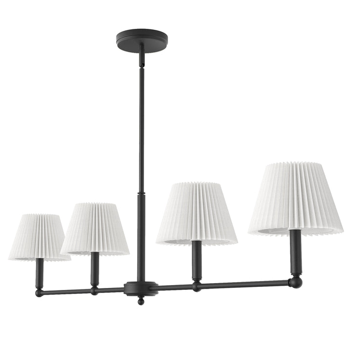 Twilight 4-light Adjustable Sloped Pendant - Mid-century Modern Linear Iron Frame With White Linen Shades For Dining Room #39009