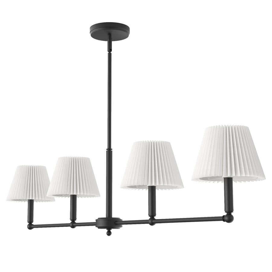 Glow 4-light Adjustable Sloped Pendant - Mid-century Modern Linear Iron Frame With White Linen Shades For Dining Room #39009