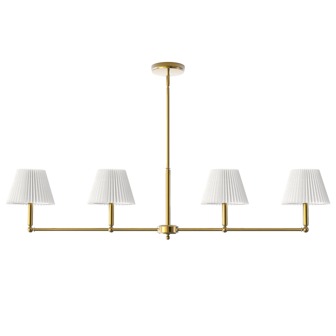 Twilight 4-light Adjustable Sloped Pendant - Mid-century Modern Linear Iron Frame With White Linen Shades For Dining Room #39009