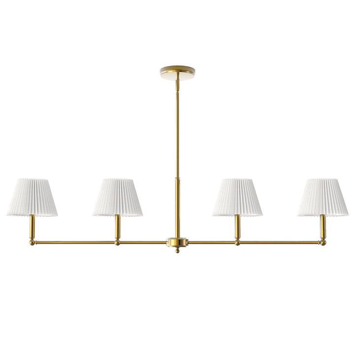 Twilight 4-light Adjustable Sloped Pendant - Mid-century Modern Linear Iron Frame With White Linen Shades For Dining Room #39009
