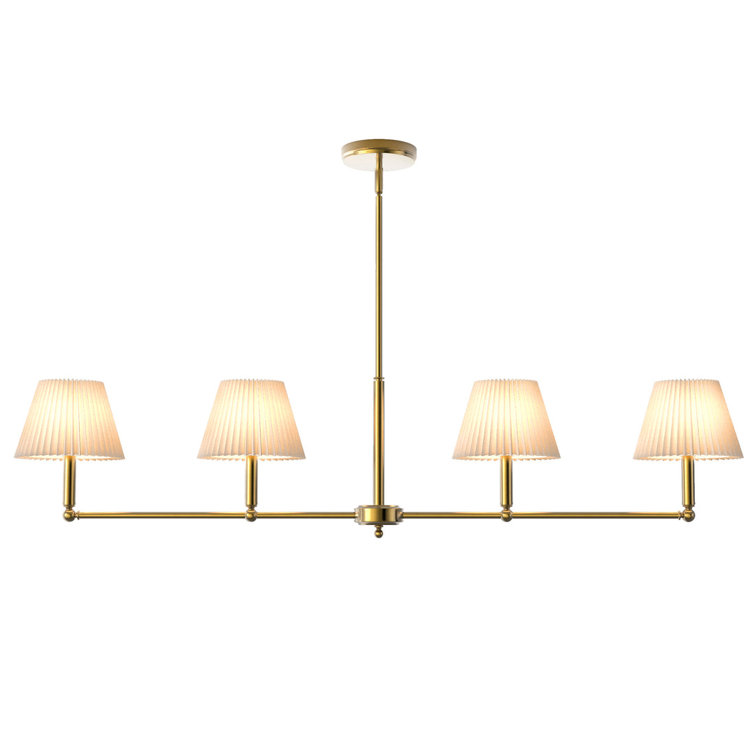 Twilight 4-light Adjustable Sloped Pendant - Mid-century Modern Linear Iron Frame With White Linen Shades For Dining Room #39009