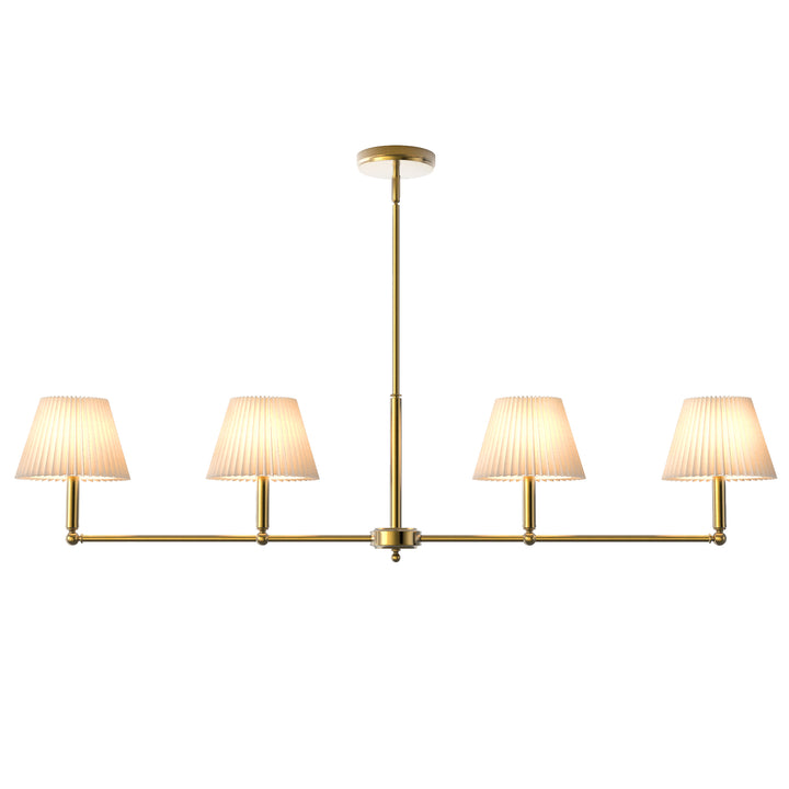 Twilight 4-light Adjustable Sloped Pendant - Mid-century Modern Linear Iron Frame With White Linen Shades For Dining Room #39009