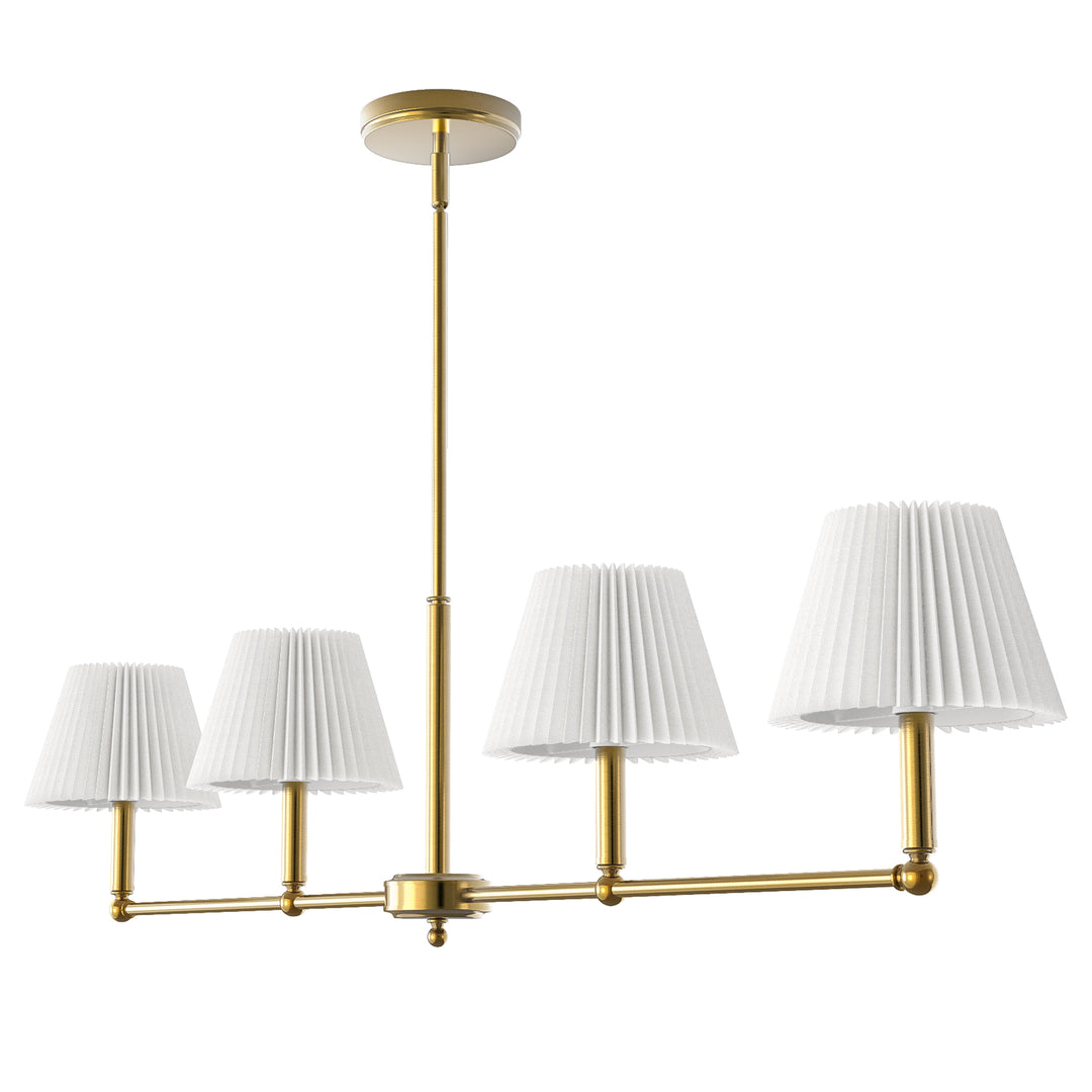 Twilight 4-light Adjustable Sloped Pendant - Mid-century Modern Linear Iron Frame With White Linen Shades For Dining Room #39009