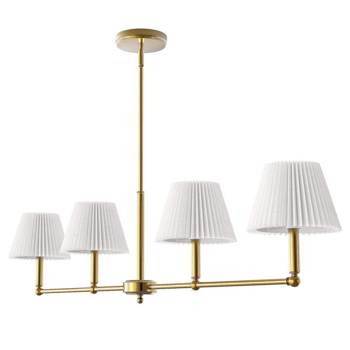 Twilight 4-light Adjustable Sloped Pendant - Mid-century Modern Linear Iron Frame With White Linen Shades For Dining Room #39009