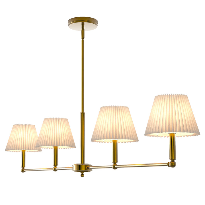 Twilight 4-light Adjustable Sloped Pendant - Mid-century Modern Linear Iron Frame With White Linen Shades For Dining Room #39009