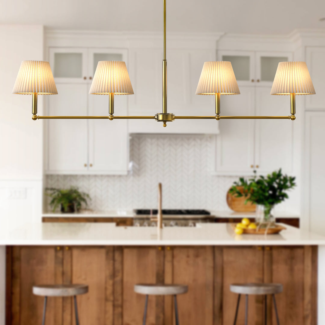 Twilight 4-light Adjustable Sloped Pendant - Mid-century Modern Linear Iron Frame With White Linen Shades For Dining Room #39009