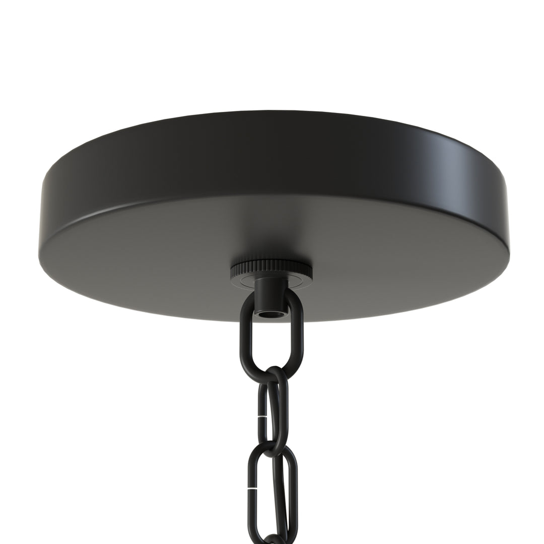 Essence 6-Light Matte Black Wrought Iron Modern Farmhouse Chandelier With Crystal Accents For Dining Room And Living Room #P39010