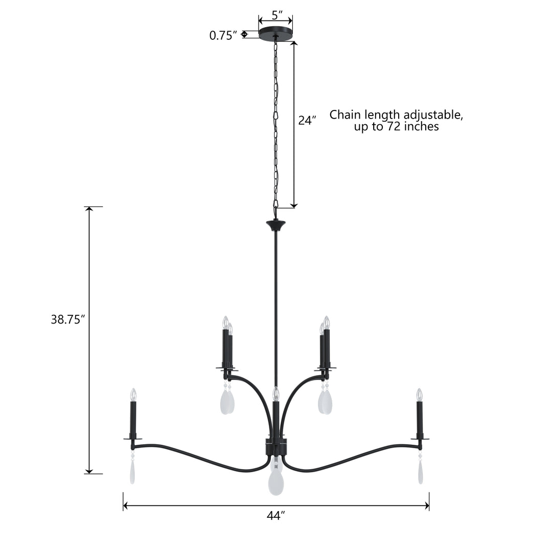Essence 8-Light Candle Style Modern Farmhouse Chandelier With Crystal Accents For Dining Room And Living Room #P39011