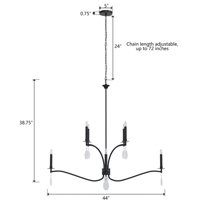 Essence 8-Light Candle Style Modern Farmhouse Chandelier With Crystal Accents For Dining Room And Living Room #P39011