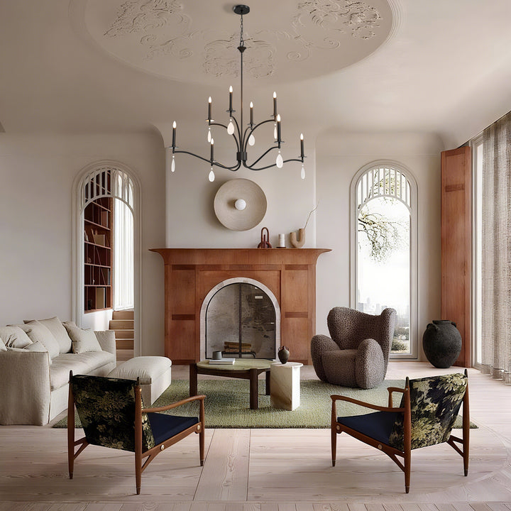 Essence 8-Light Candle Style Modern Farmhouse Chandelier With Crystal Accents For Dining Room And Living Room #P39011
