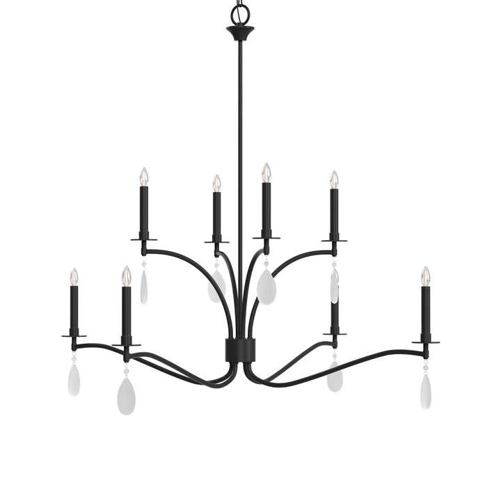 Essence 8-Light Candle Style Modern Farmhouse Chandelier With Crystal Accents For Dining Room And Living Room #P39011