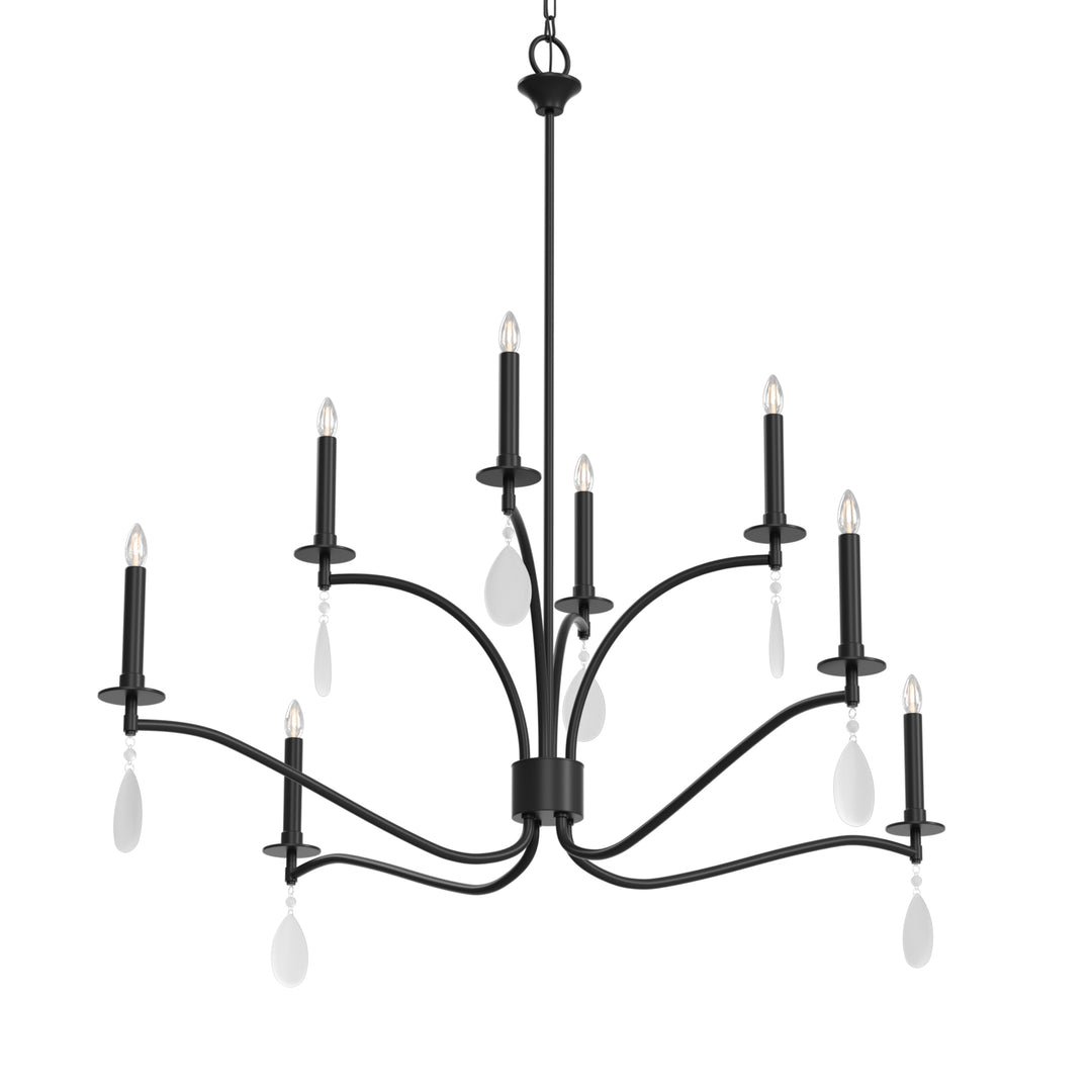 Essence 8-Light Candle Style Modern Farmhouse Chandelier With Crystal Accents For Dining Room And Living Room #P39011