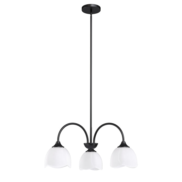 Twilight 3-light 23.9'' Dimmable Frosted Glass Modern/traditional Chandelier With Flower Shade For Dining Room #P39013