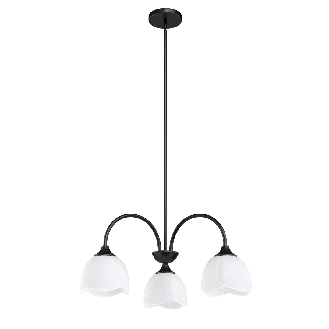 Twilight 3-light 23.9'' Dimmable Frosted Glass Modern/traditional Chandelier With Flower Shade For Dining Room #P39013