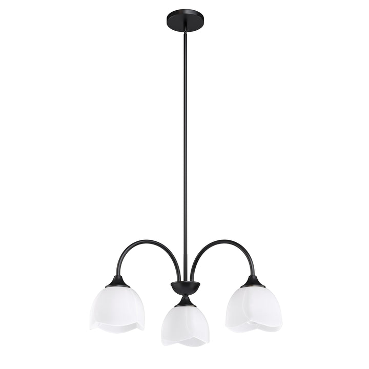 Twilight 3-light 23.9'' Dimmable Frosted Glass Modern/traditional Chandelier With Flower Shade For Dining Room #P39013