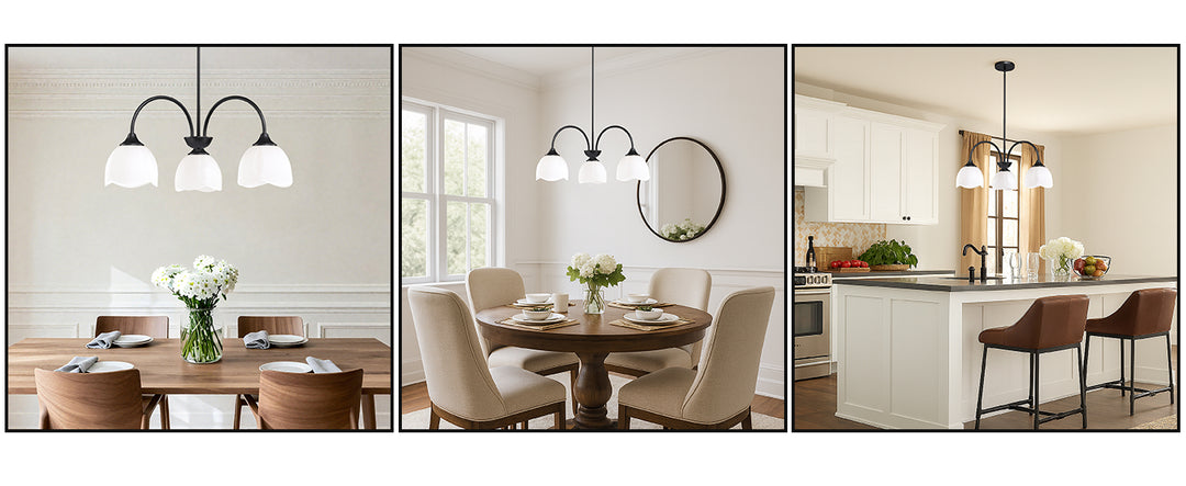 Twilight 3-light 23.9'' Dimmable Frosted Glass Modern/traditional Chandelier With Flower Shade For Dining Room #P39013