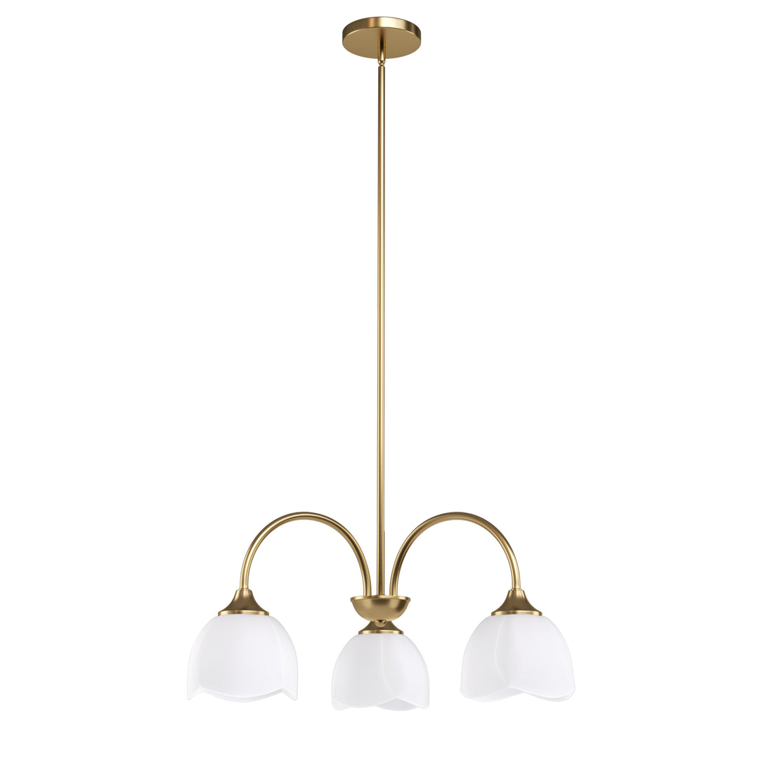 Twilight 3-light 23.9'' Dimmable Frosted Glass Modern/traditional Chandelier With Flower Shade For Dining Room #P39013