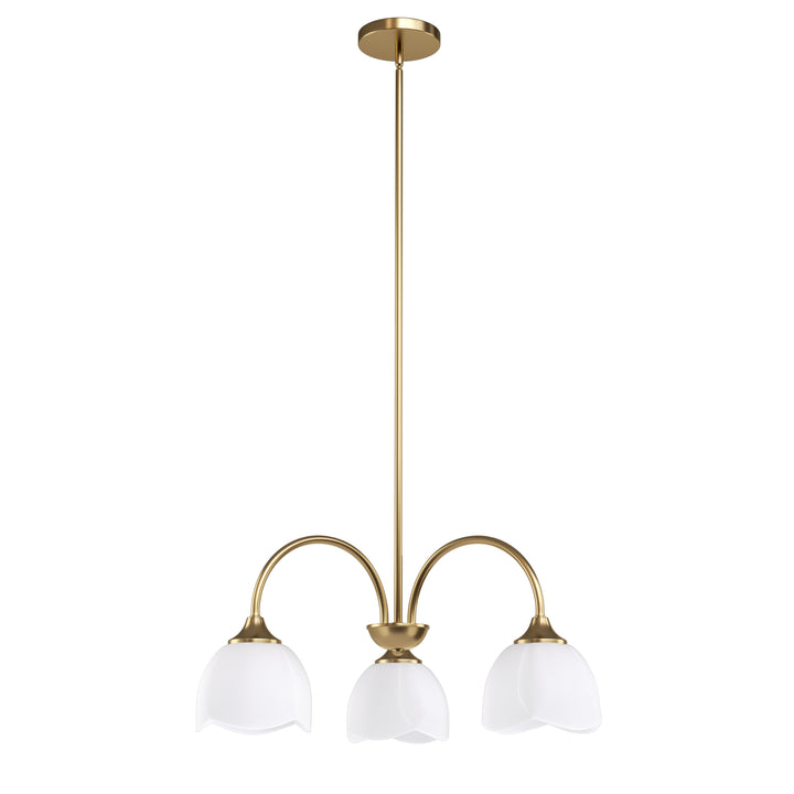 Twilight 3-light 23.9'' Dimmable Frosted Glass Modern/traditional Chandelier With Flower Shade For Dining Room #P39013