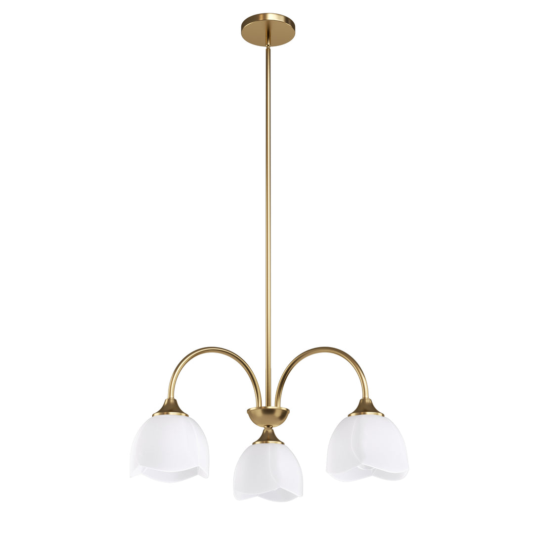 Twilight 3-light 23.9'' Dimmable Frosted Glass Modern/traditional Chandelier With Flower Shade For Dining Room #P39013